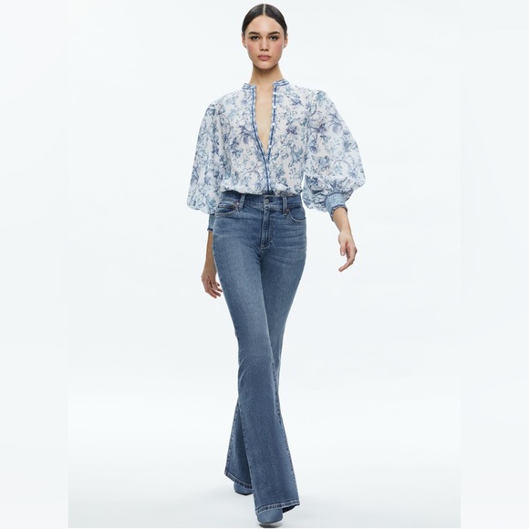 Alice + Olivia April Floral Blouson-Sleeve Top - Picture 5 of 6